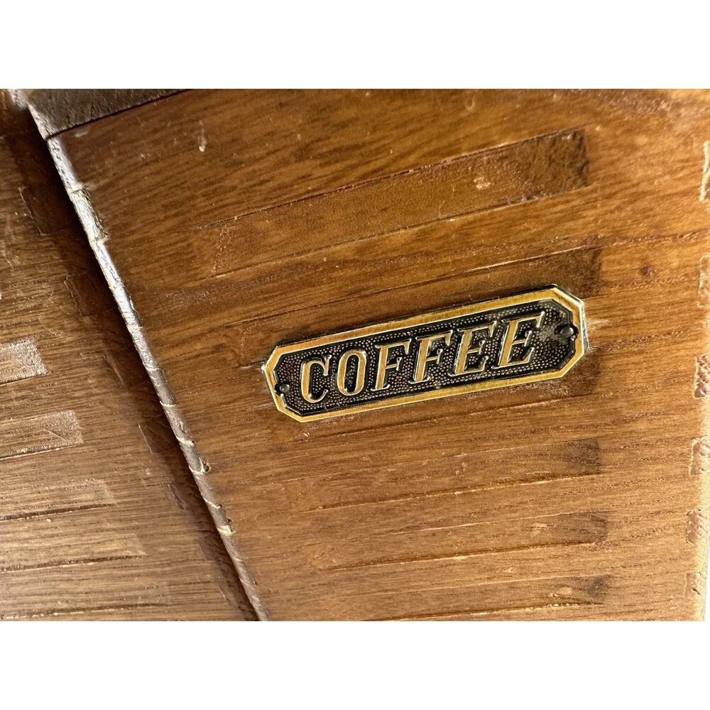 Vintage Wooden Flour & Coffee Canister Set of 2 Mid Century Modern Kitchen